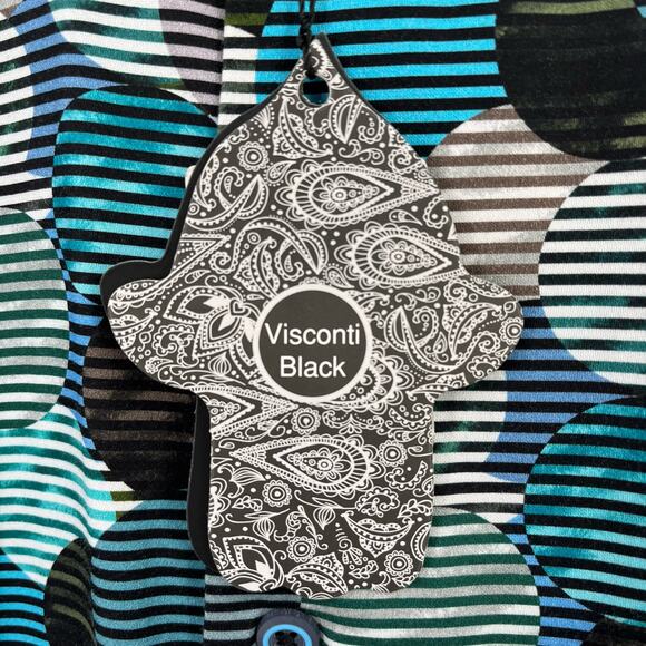 Visconti Black Geometric Circle Stripe Button Up Dress Shirt Size Small - Picture 5 of 7